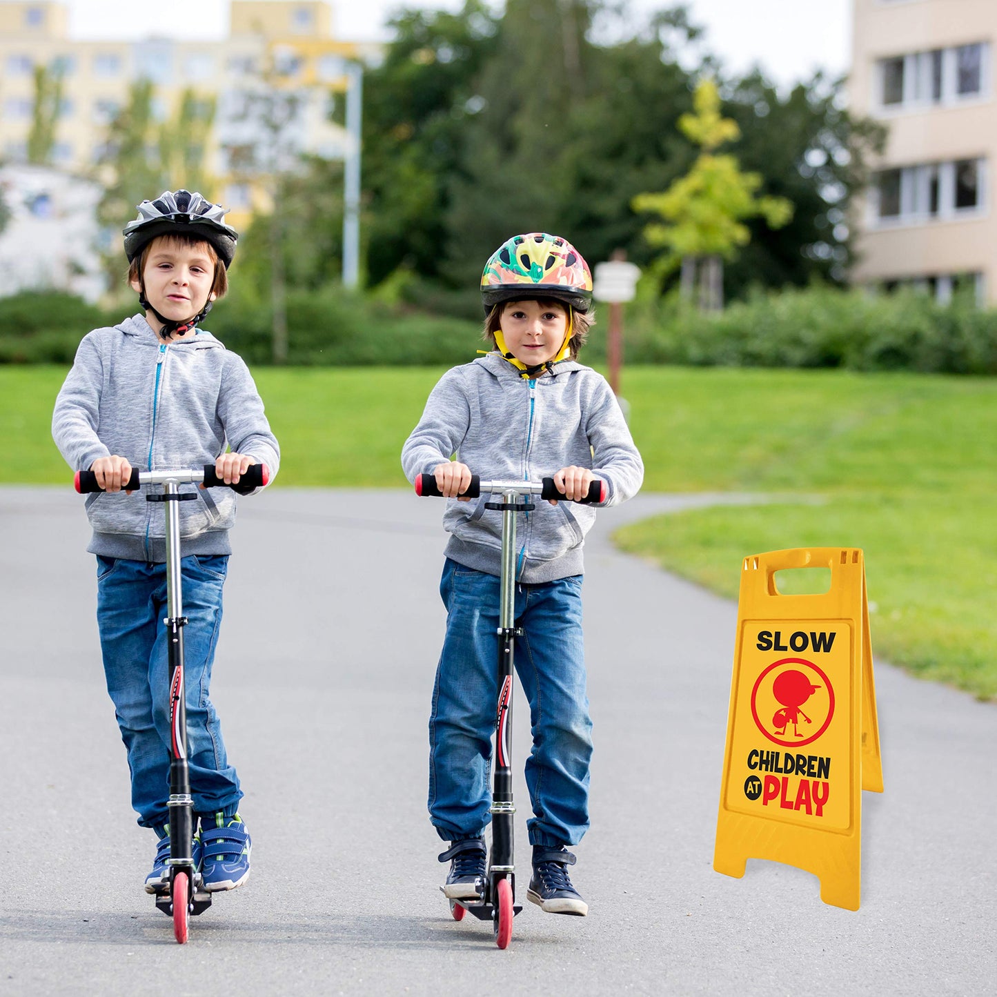 "Slow Children at Play" Floor Sign, Yellow