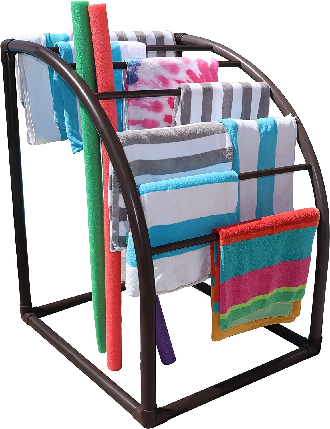 7 Bar Curved Pool Towel Rack, 244574, 37" L X 37" W X 48" H